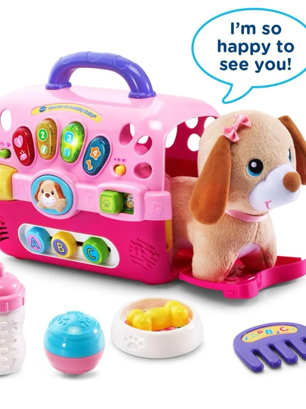Pink & Purple Interactive Learning Pet Carrier for Kids - Educational Toy
